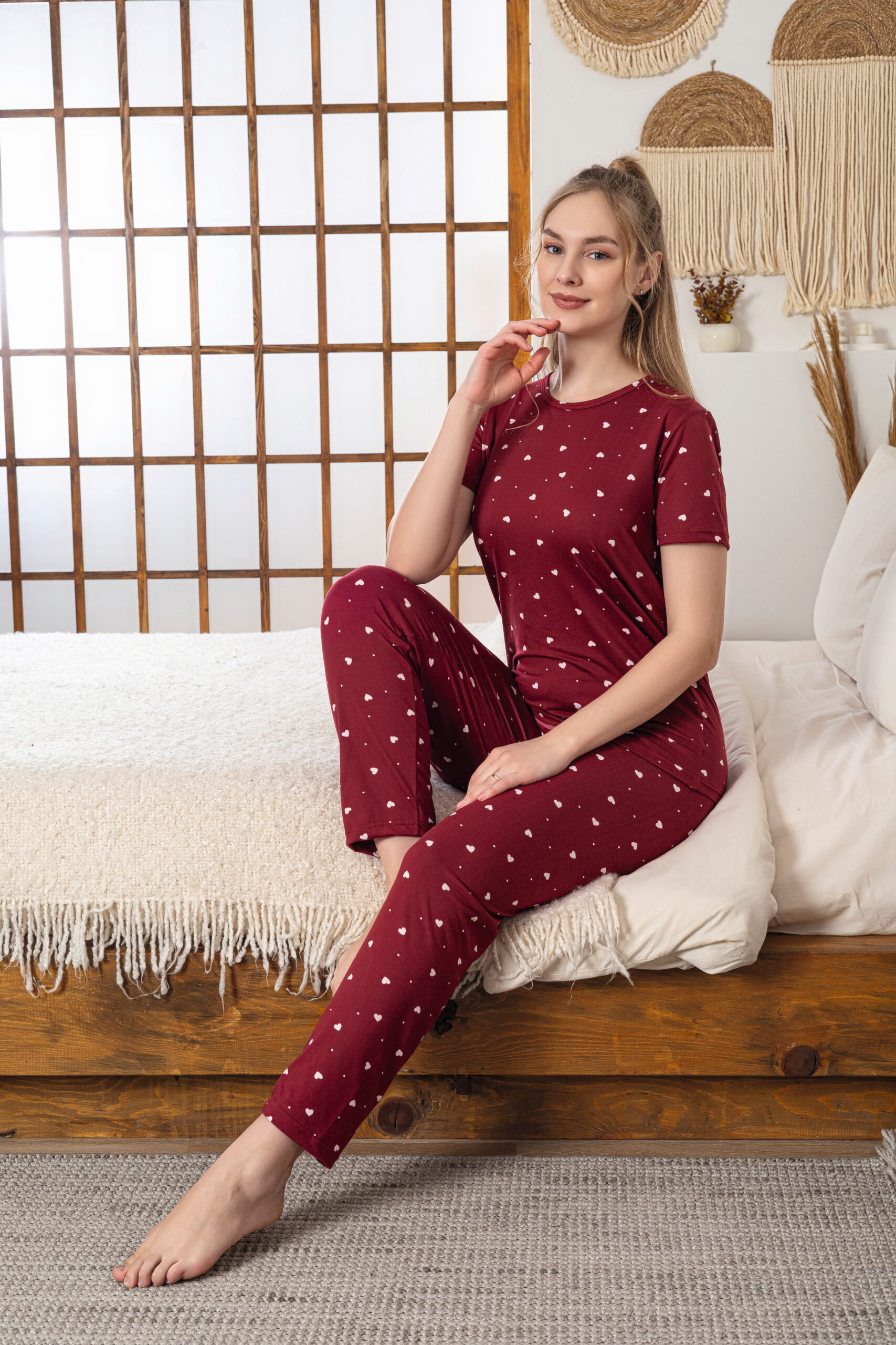 kalpli pijama takımı bisiklet yaka